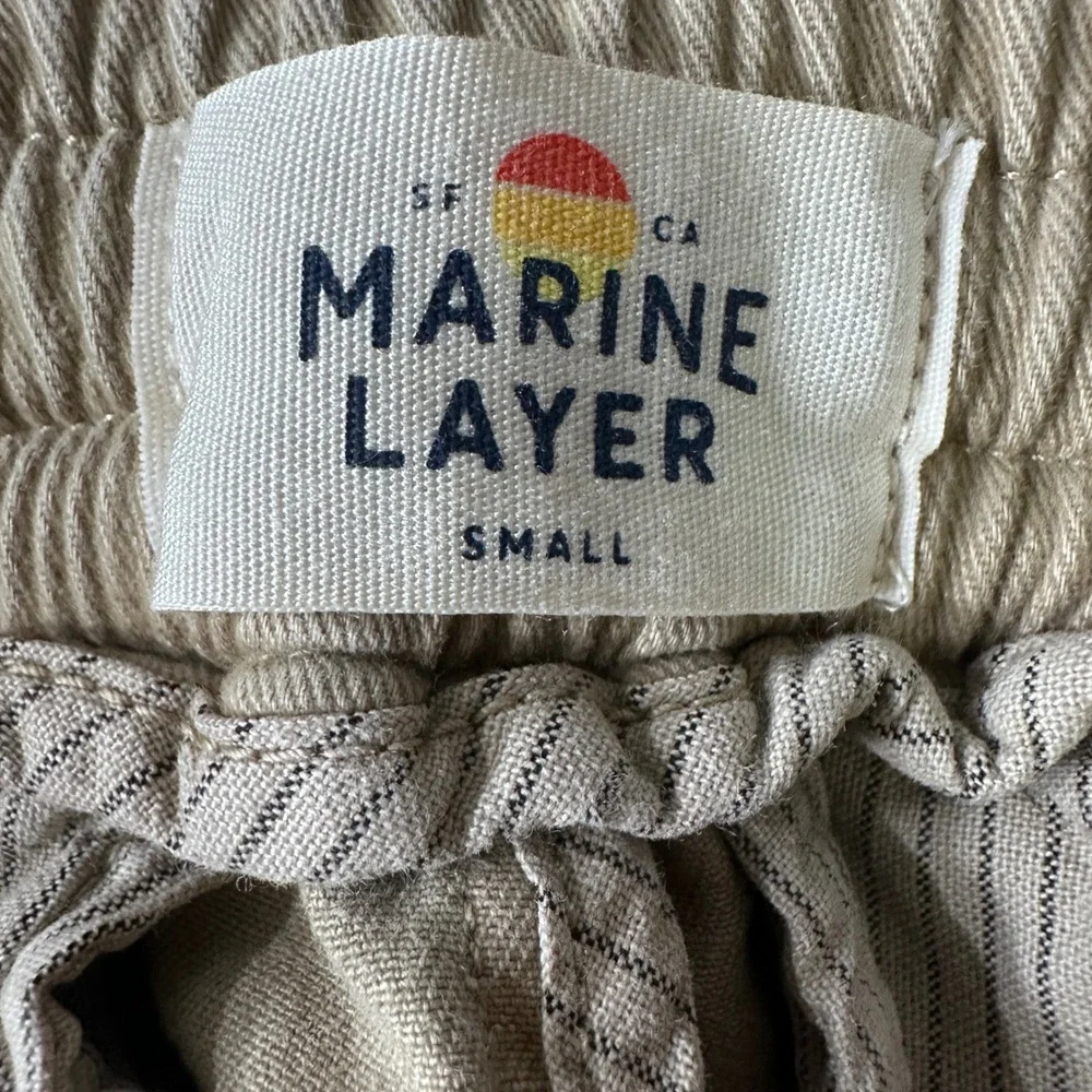 Marine Layer Mens Saturday Beach Pants Tan Cotton Lyocell Stretch Small 14442